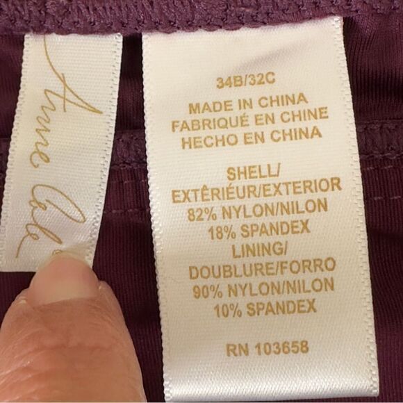 Anne Cole Plum Twisted Front Underwired Tankini Top Size 34B - Picture 10 of 10